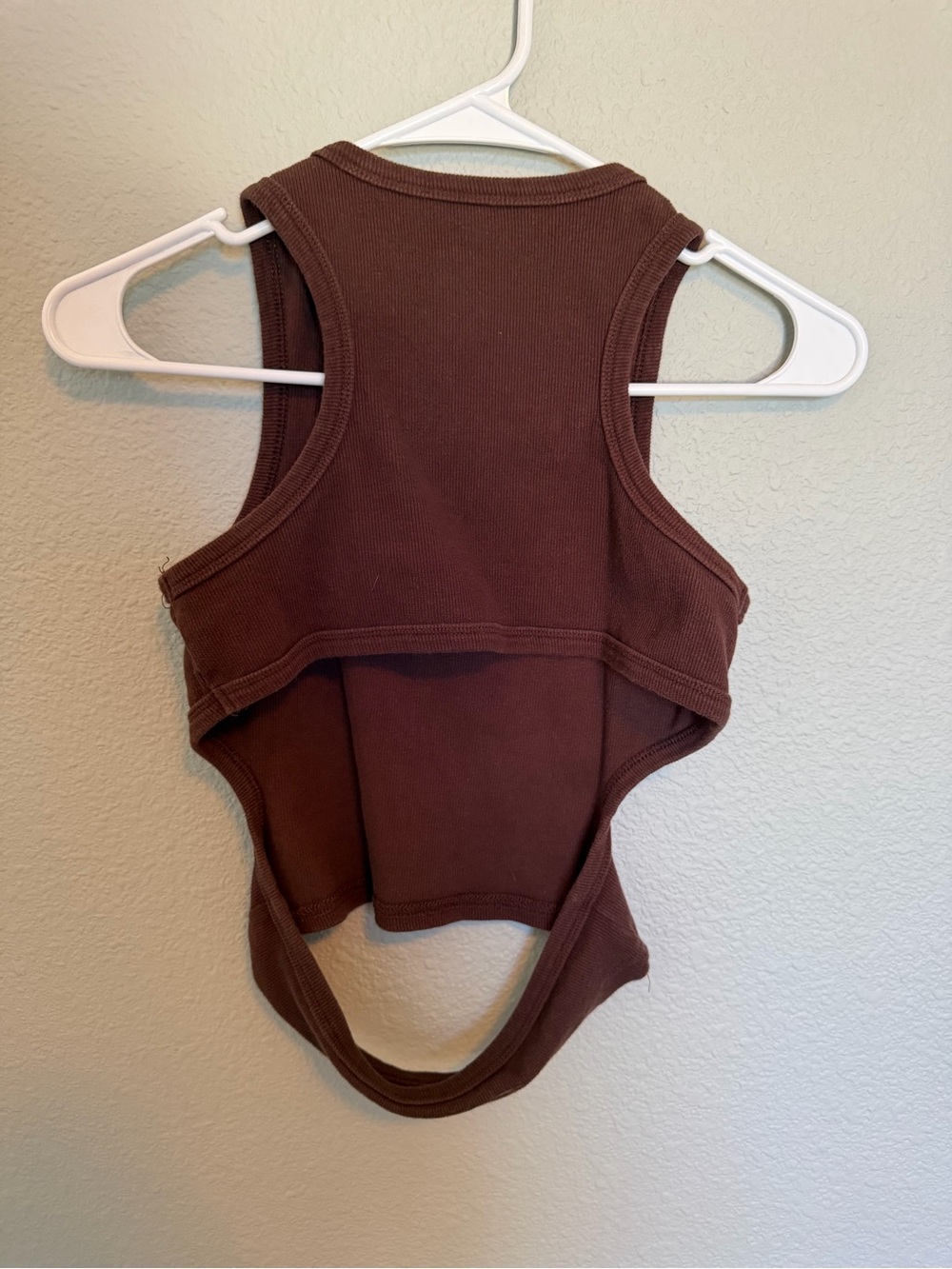 Amazon Brown Ribbed Racerback Cutout Cropped Tank - Picture 2 of 2